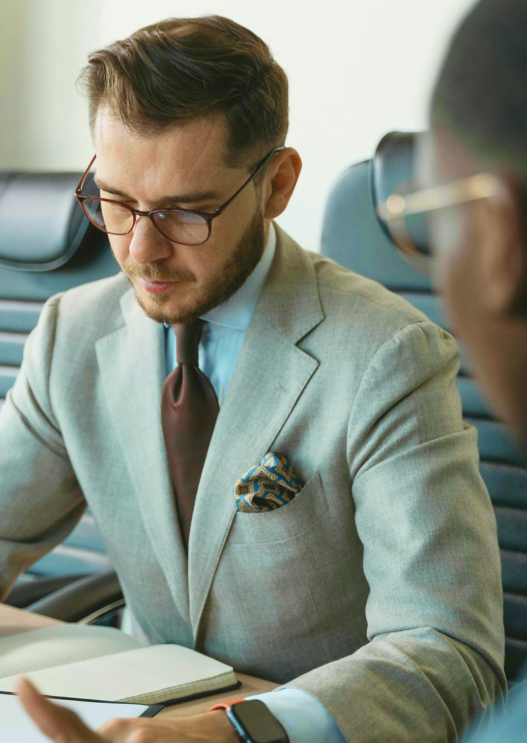 Advisor preparing documents