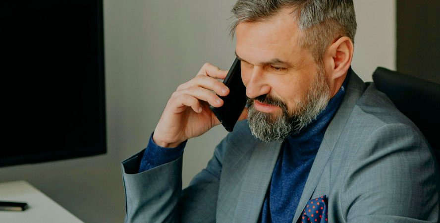 Business advisor on a phone call