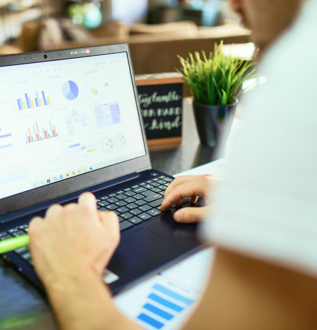 Professional reviewing analytics